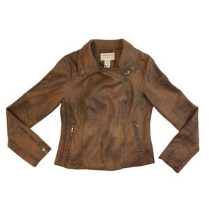 Marrakech Women's Distressed Scuba Suede Zoe Moto Jacket - Distressed Brown